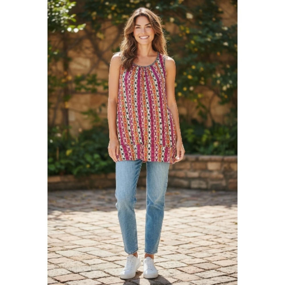 Daisy Fuentes‎ Aztec Tunic Boho Southwest Sleeveless Top Women's S
